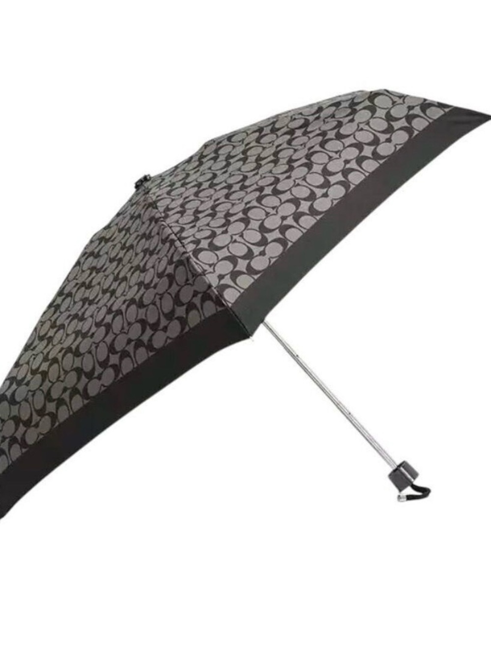 Coach Signature Black & Gray Compact Umbrella